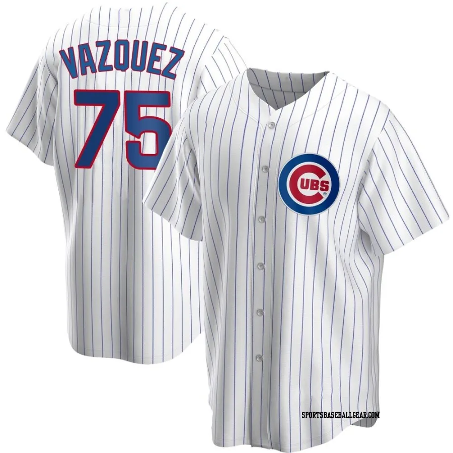 Luis Vazquez Men's Chicago Cubs White Replica Home Jersey