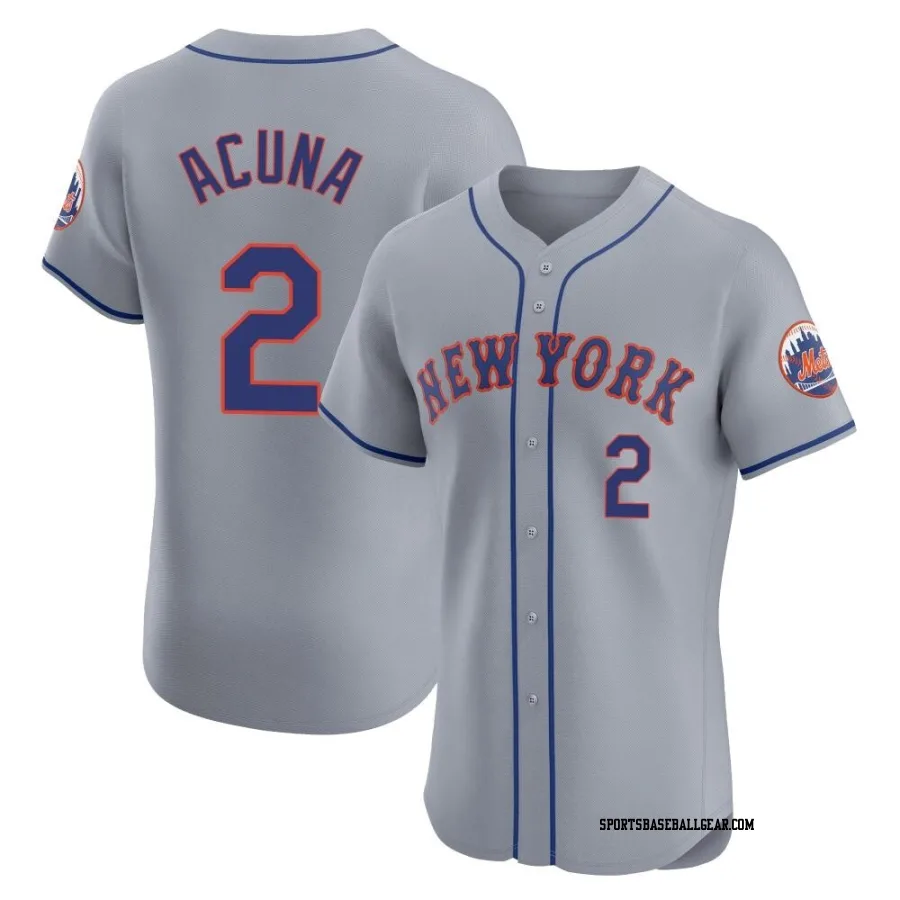 Luisangel Acuna Men's New York Mets Gray Elite Road Jersey