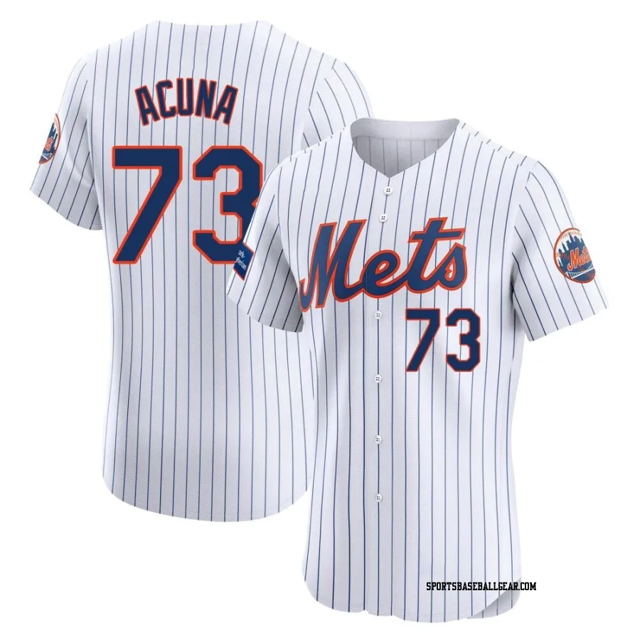 Luisangel Acuna Men's New York Mets White Elite Home Patch Jersey