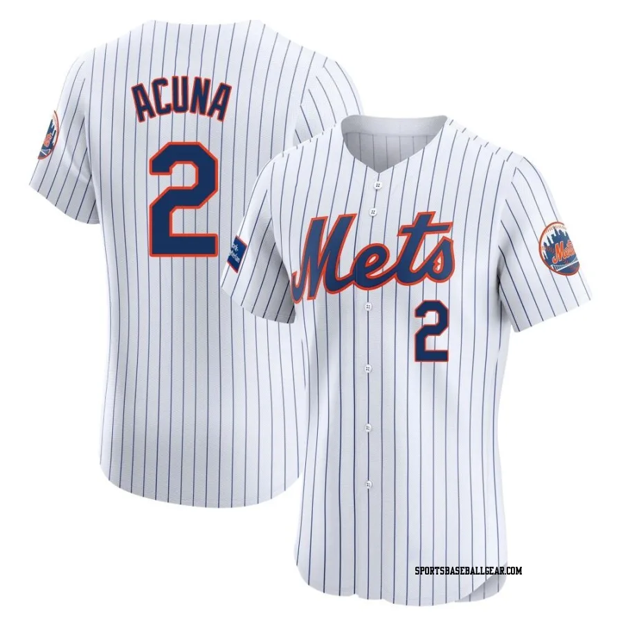 Luisangel Acuna Men's New York Mets White Elite Home Patch Jersey