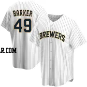 Luke Barker Men's Milwaukee Brewers White Replica Home Jersey