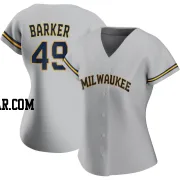 Luke Barker Women's Milwaukee Brewers Gray Authentic Road Jersey