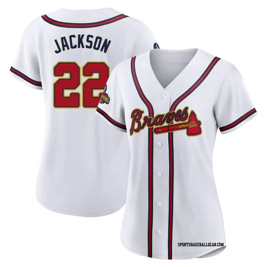 Luke Jackson Women's Atlanta Braves Gold Authentic White 2022 Program Jersey