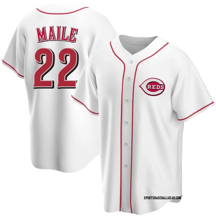 Luke Maile Men's Cincinnati Reds White Replica Home Jersey