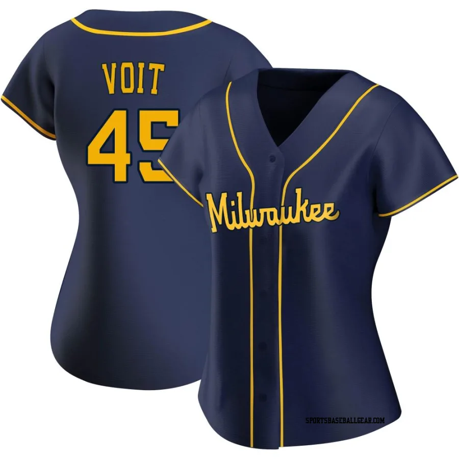 Luke Voit Women's Milwaukee Brewers Navy Authentic Alternate Jersey