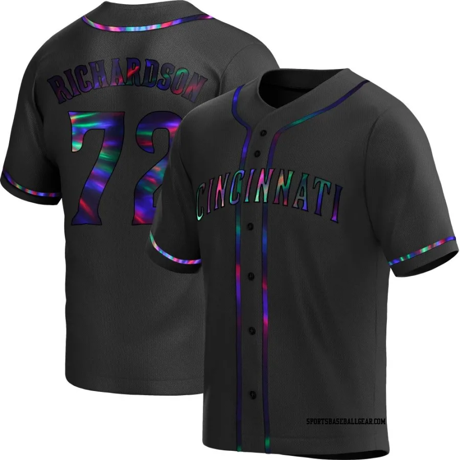 Lyon Richardson Men's Cincinnati Reds Black Holographic Replica Alternate Jersey