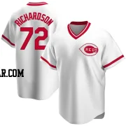 Lyon Richardson Men's Cincinnati Reds White Replica Home Cooperstown Collection Jersey