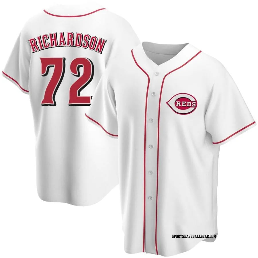 Lyon Richardson Men's Cincinnati Reds White Replica Home Jersey