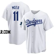 Manny Mota Men's Los Angeles Dodgers White Replica 2024 World Tour Seoul Series Home Jersey