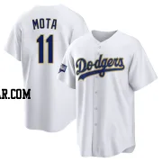 Manny Mota Men's Los Angeles Dodgers White/Gold Replica 2021 Gold Program Player Jersey