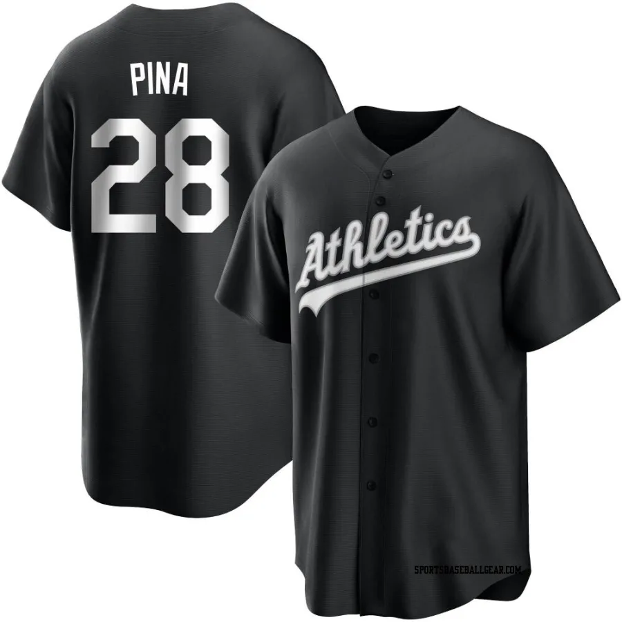 Manny Pina Men's Oakland Athletics Black/White Replica Jersey