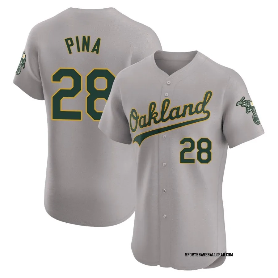 Manny Pina Men's Oakland Athletics Gray Elite Road Jersey