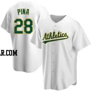 Manny Pina Men's Oakland Athletics White Replica Home Jersey