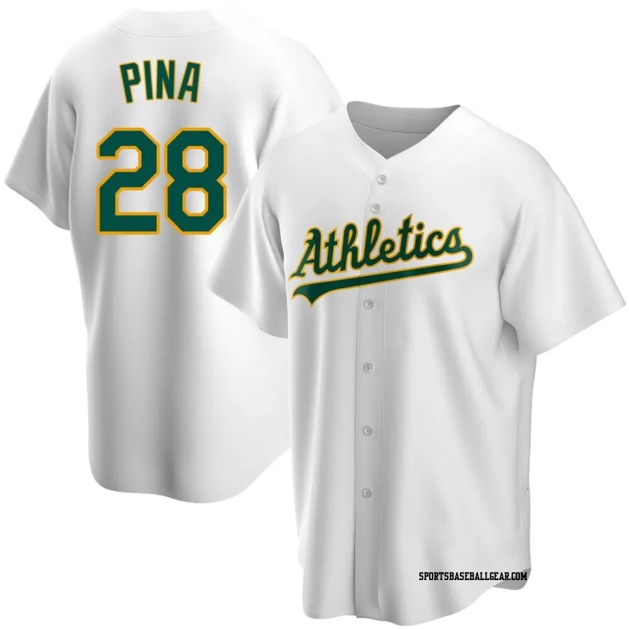 Manny Pina Men's Oakland Athletics White Replica Home Jersey