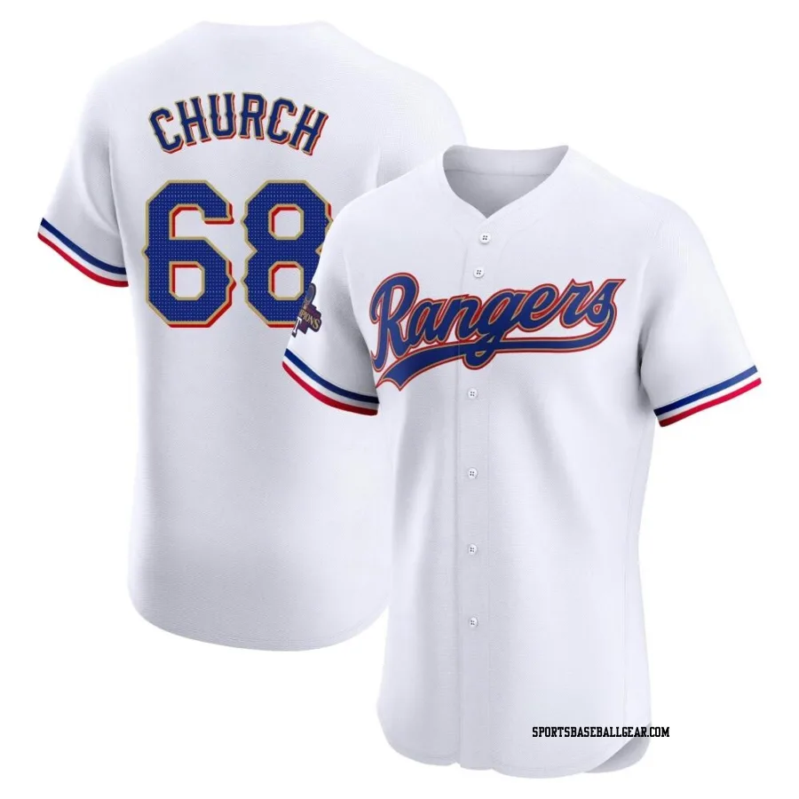 Marc Church Men's Texas Rangers Gold Elite White 2024 Collection Jersey