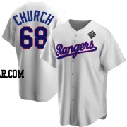 Marc Church Men's Texas Rangers White Replica Home Cooperstown Collection 2023 World Series Jersey