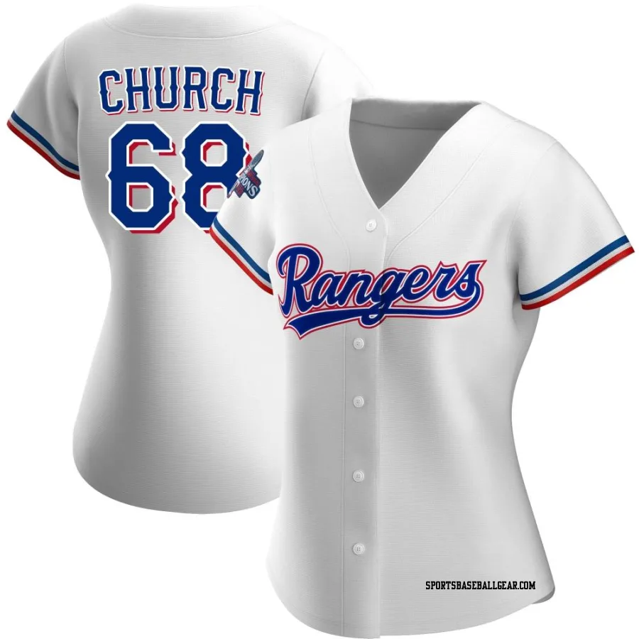 Marc Church Women's Texas Rangers White Authentic Home 2023 World Series Champions Jersey