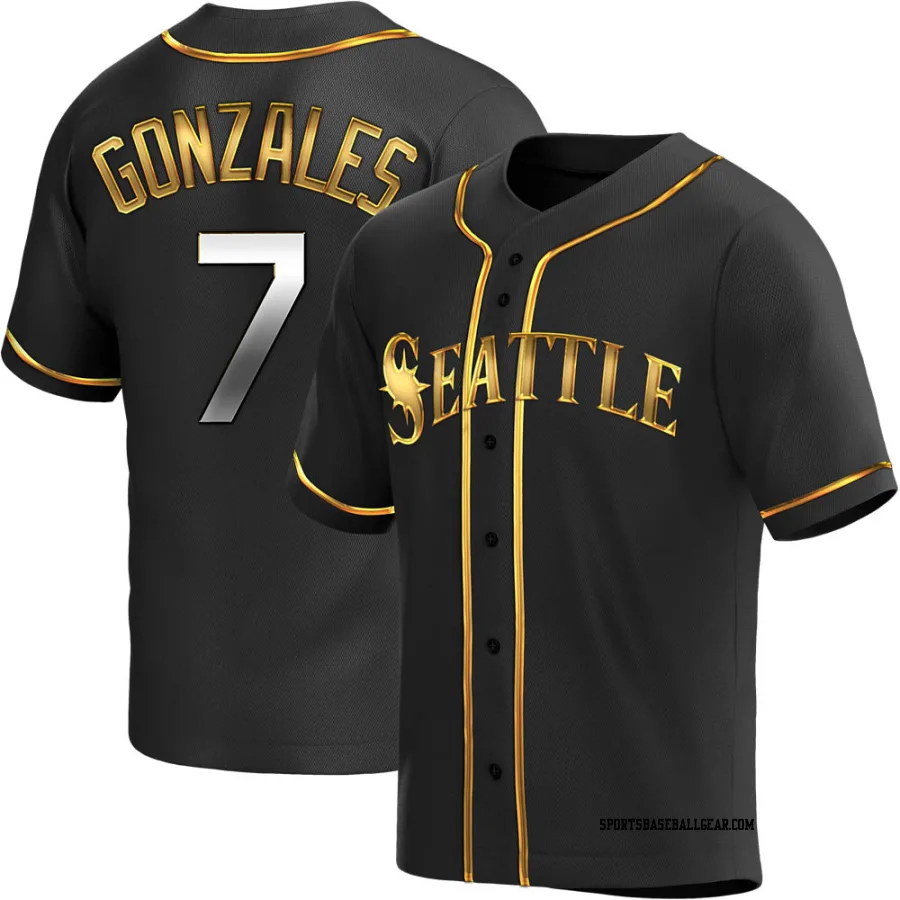 Marco Gonzales Men's Seattle Mariners Black Golden Replica Alternate Jersey