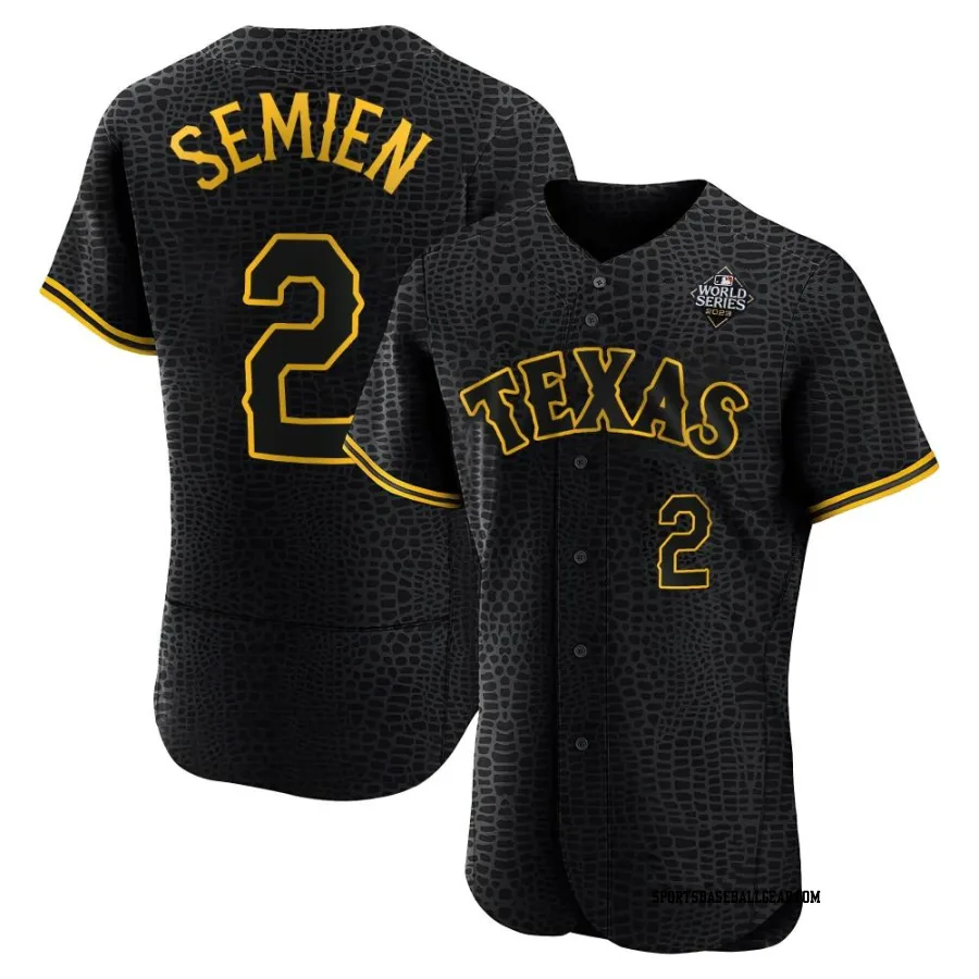 Marcus Semien Men's Texas Rangers Black Authentic Snake Skin City 2023 World Series Jersey