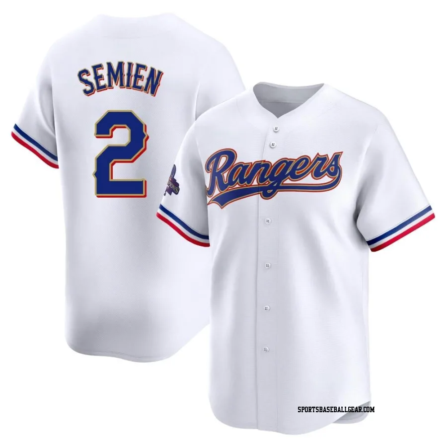 Marcus Semien Men's Texas Rangers Gold Limited White 2024 Collection Jersey