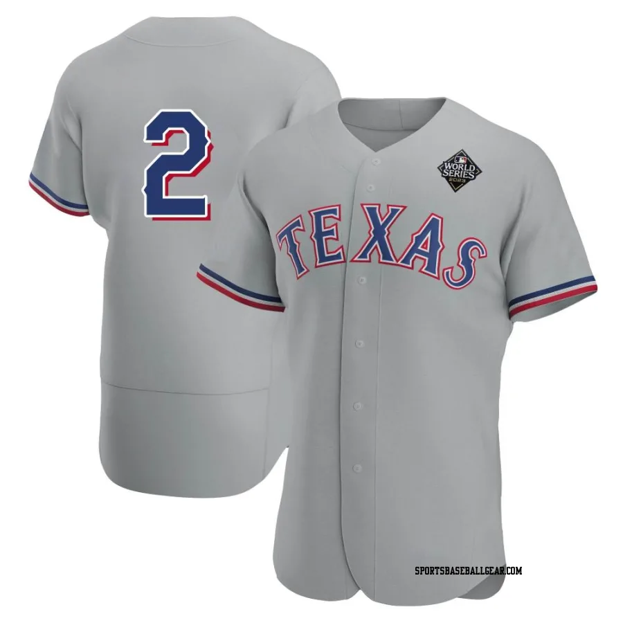 Marcus Semien Men's Texas Rangers Gray Authentic Road 2023 World Series Jersey