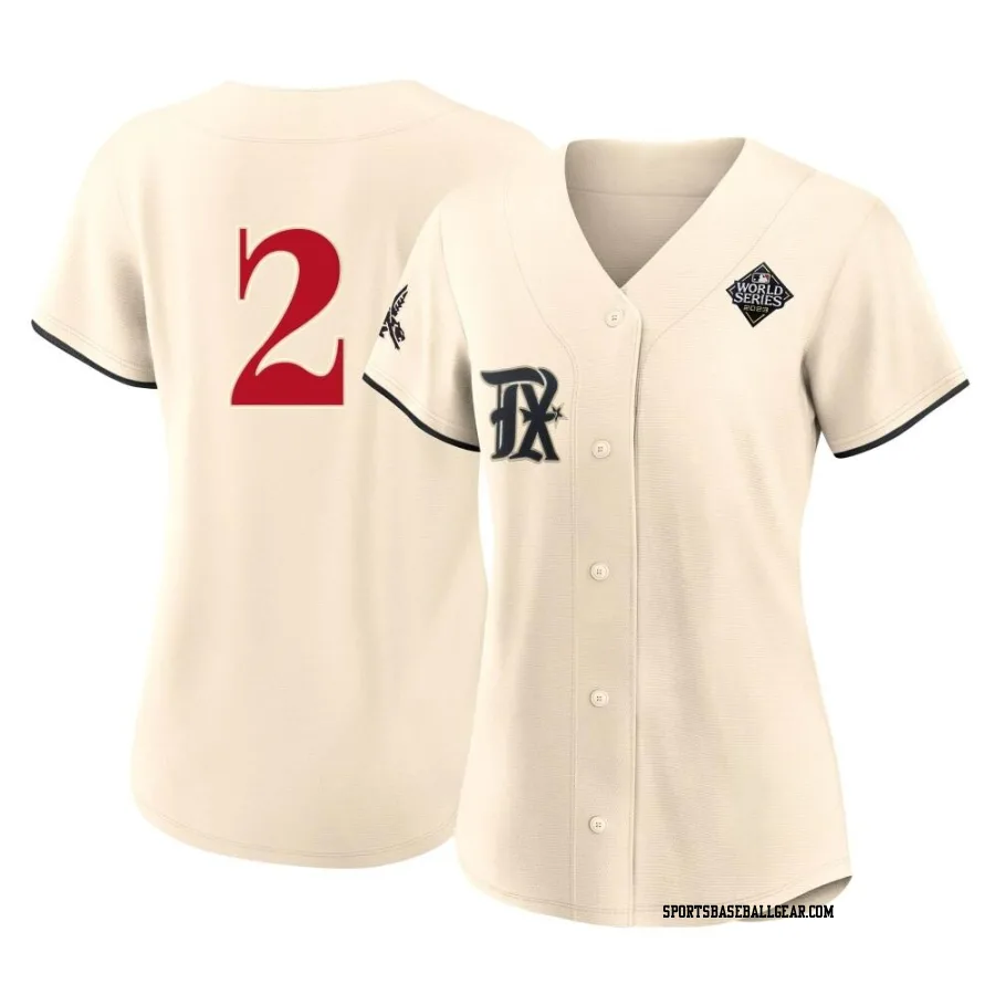 Marcus Semien Women's Texas Rangers Cream Authentic 2023 City Connect 2023 World Series Jersey