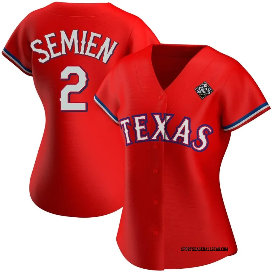 Marcus Semien Women's Texas Rangers Red Authentic Alternate 2023 World Series Jersey