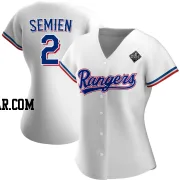 Marcus Semien Women's Texas Rangers White Authentic Home 2023 World Series Jersey