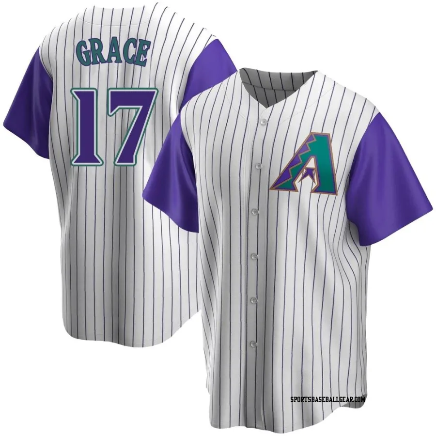 Mark Grace Men's Arizona Diamondbacks Cream/Purple Replica Alternate Cooperstown Collection Jersey