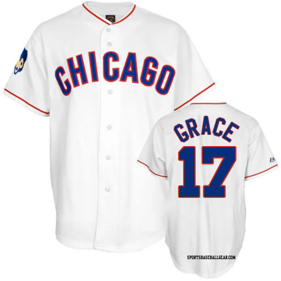 Mark Grace Men's Chicago Cubs White Replica 1968 Throwback Jersey