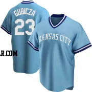 Mark Gubicza Men's Kansas City Royals Light Blue Replica Road Cooperstown Collection Jersey