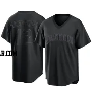 Mark Langston Men's Seattle Mariners Black Replica Pitch Fashion Jersey