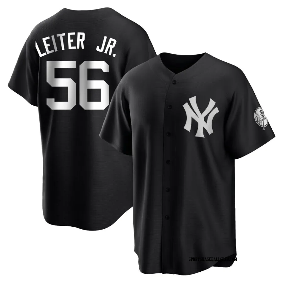 Mark Leiter Jr. Men's New York Yankees Black/White Replica Jersey