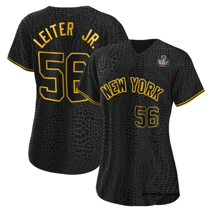 Mark Leiter Jr. Women's New York Yankees Black Authentic Snake Skin City 2024 World Series Jersey