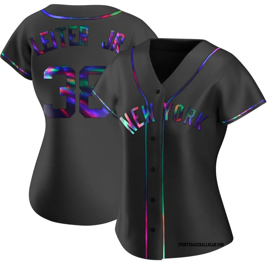 Mark Leiter Jr. Women's New York Yankees Black Holographic Replica Alternate Jersey