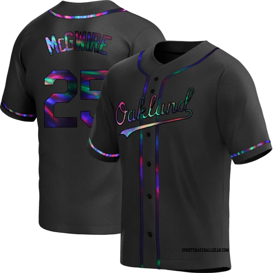 Mark McGwire Men's Oakland Athletics Black Holographic Replica Alternate Jersey