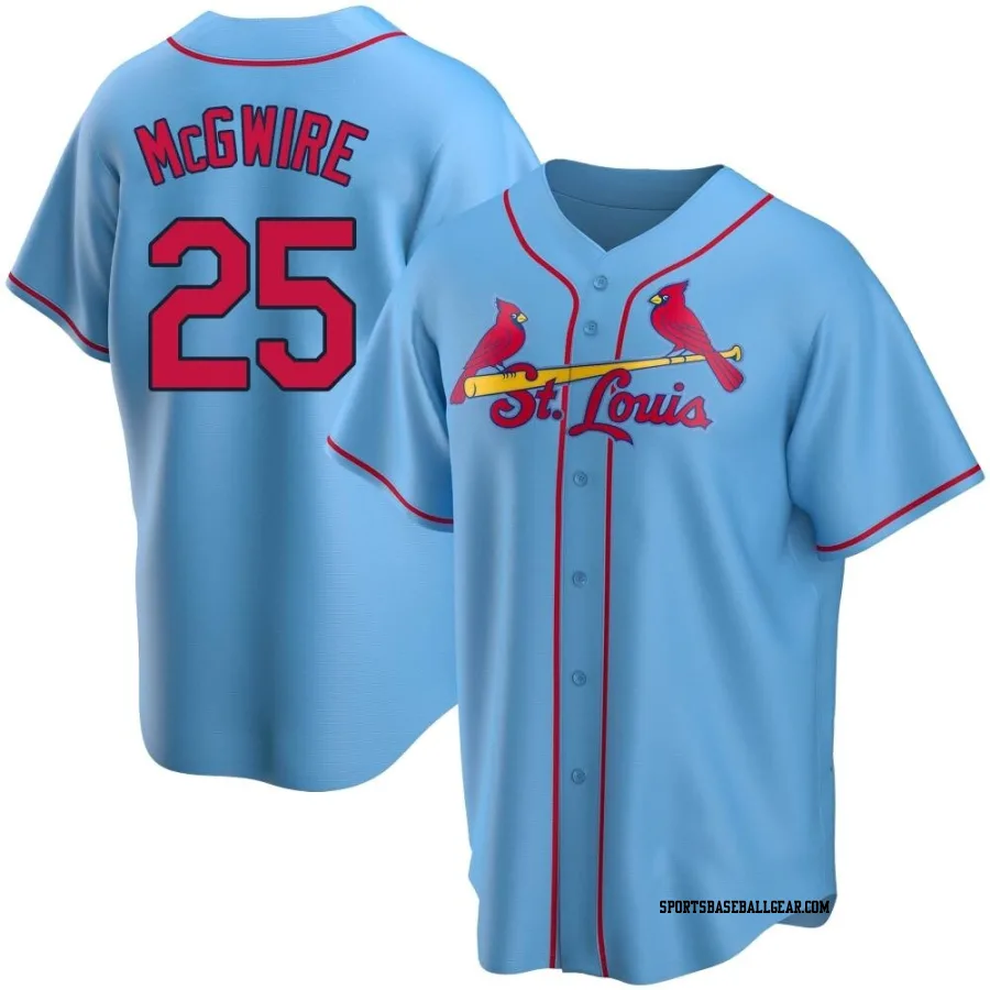 Mark McGwire Men's St. Louis Cardinals Light Blue Replica Alternate Jersey