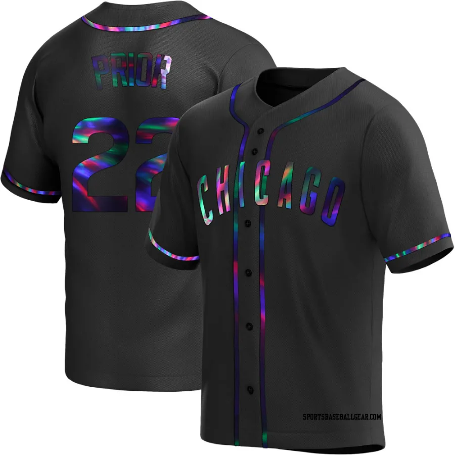 Mark Prior Youth Chicago Cubs Black Holographic Replica Alternate Jersey