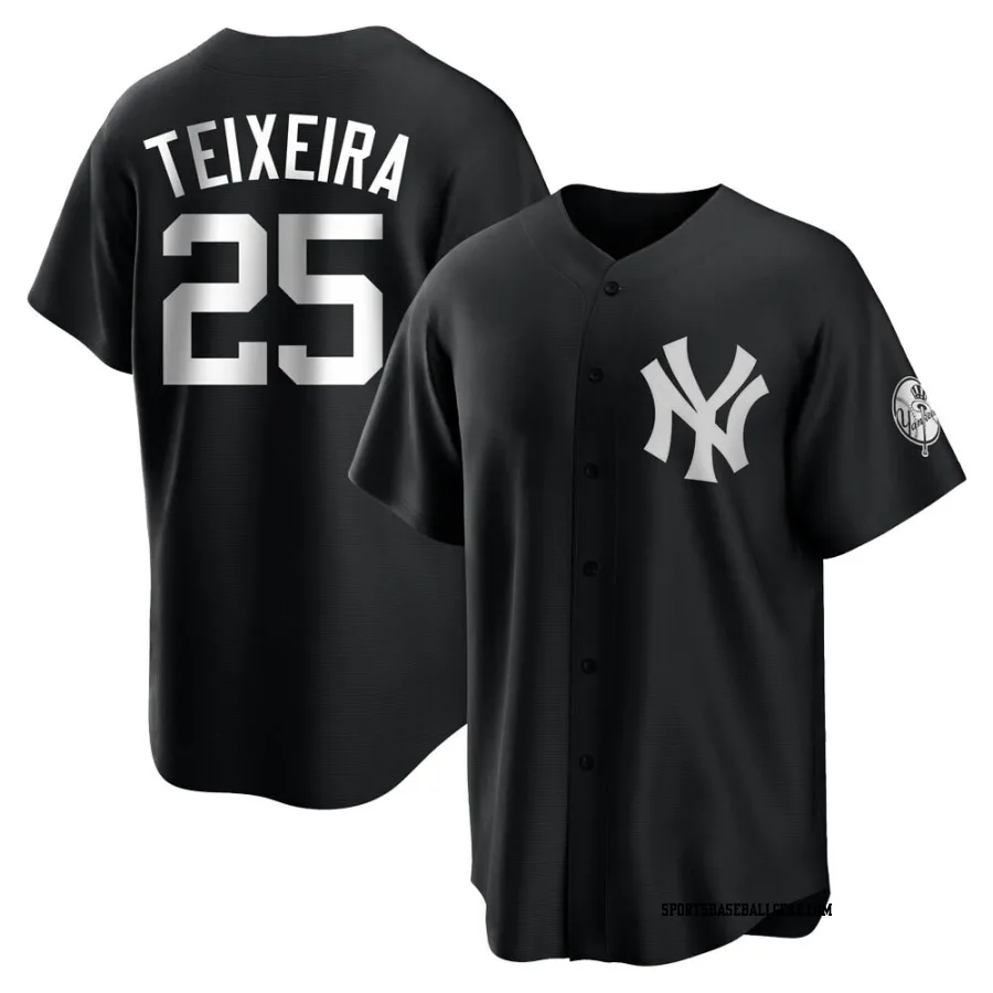 Mark Teixeira Youth New York Yankees Black/White Replica Jersey