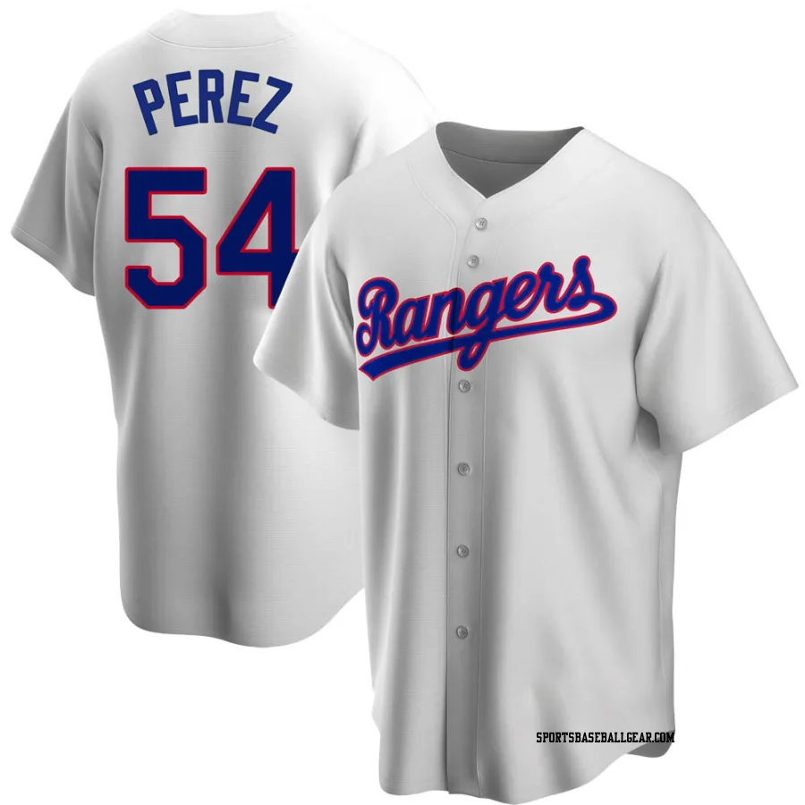 Martin Perez Men's Texas Rangers White Replica Home Cooperstown Collection Jersey