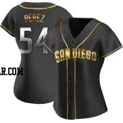 Martin Perez Women's San Diego Padres Black Golden Replica Alternate Jersey