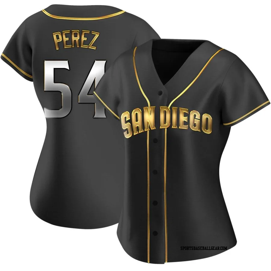 Martin Perez Women's San Diego Padres Black Golden Replica Alternate Jersey