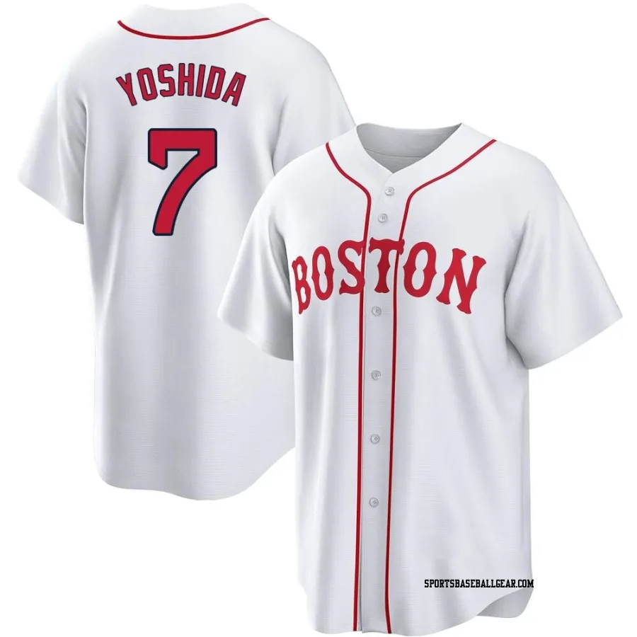 Masataka Yoshida Youth Boston Red Sox White Replica 2021 Patriots' Day Jersey