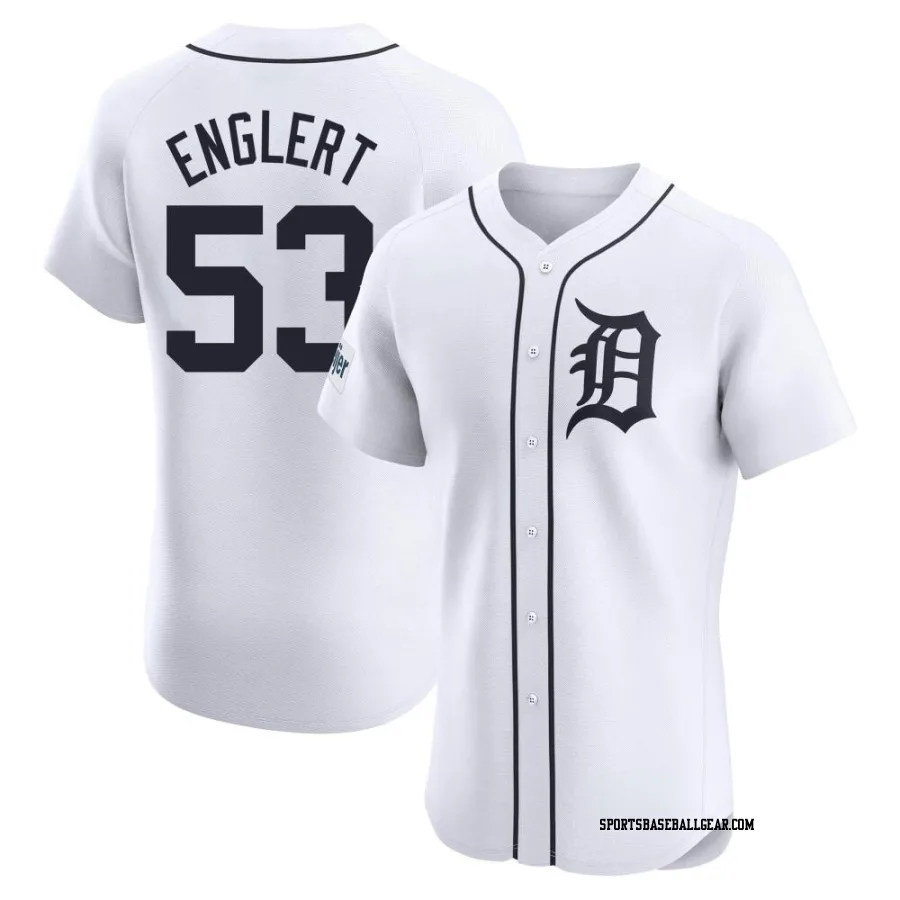 Mason Englert Men's Detroit Tigers White Elite Home Patch Jersey