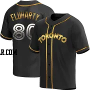 Mason Fluharty Men's Toronto Blue Jays Black Golden Replica Alternate Jersey