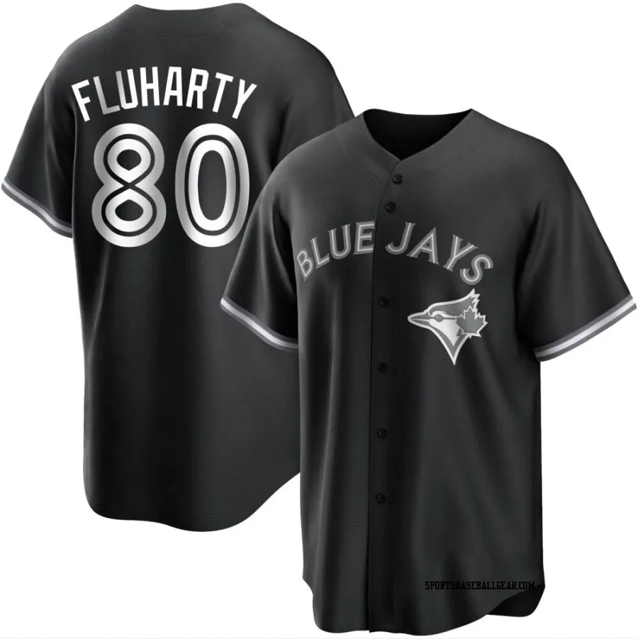 Mason Fluharty Men's Toronto Blue Jays Black/White Replica Jersey