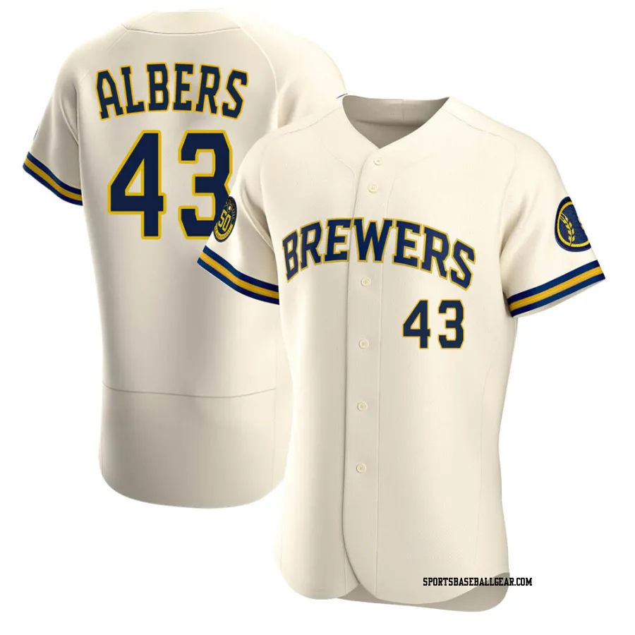 Matt Albers Men's Milwaukee Brewers Cream Authentic Home Jersey