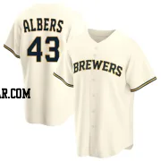 Matt Albers Men's Milwaukee Brewers Cream Replica Home Jersey