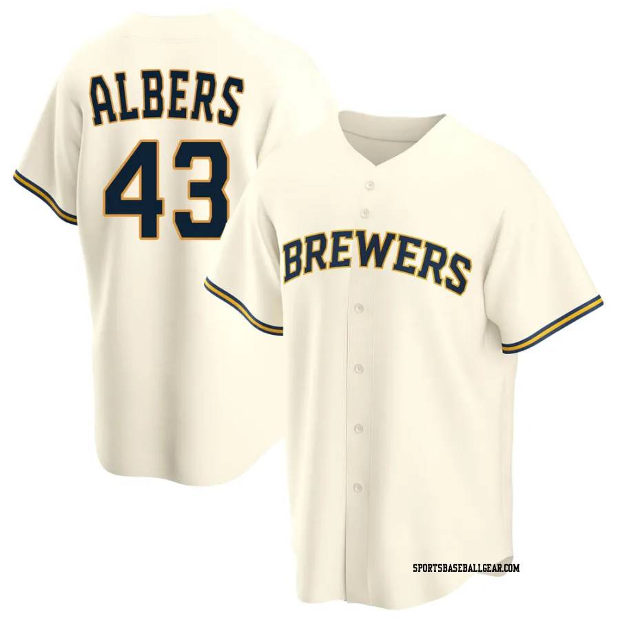 Matt Albers Men's Milwaukee Brewers Cream Replica Home Jersey