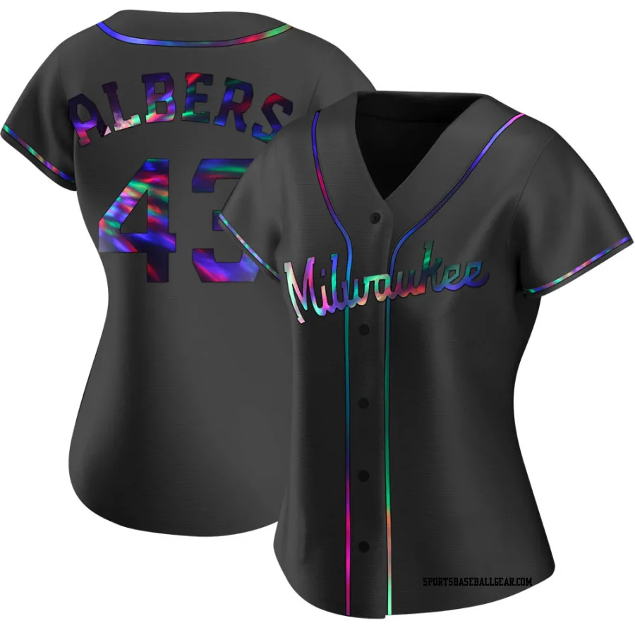 Matt Albers Women's Milwaukee Brewers Black Holographic Replica Alternate Jersey